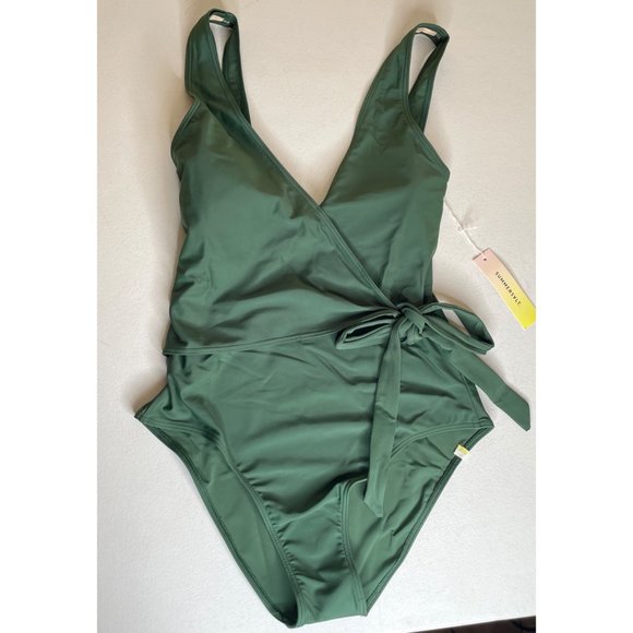 New SUMMERSALT Perfect Wrap One-Piece Olive Swimsuit Size 6 - Picture 3 of 16
